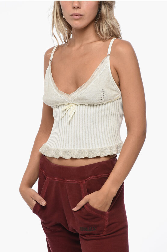 Shop Cormio Ribbed Vanisse Top With Glitter Details