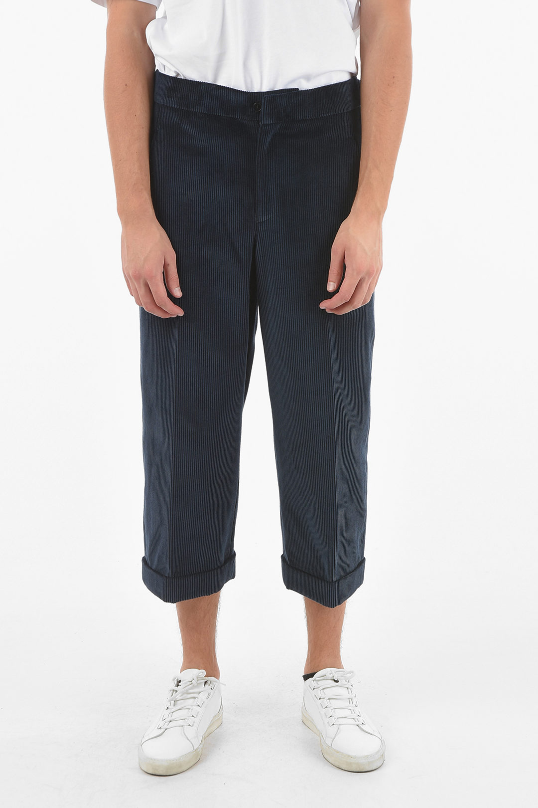 Neil Barrett Ribbed Velour Pants with Cuffed Ankles men - Glamood Outlet