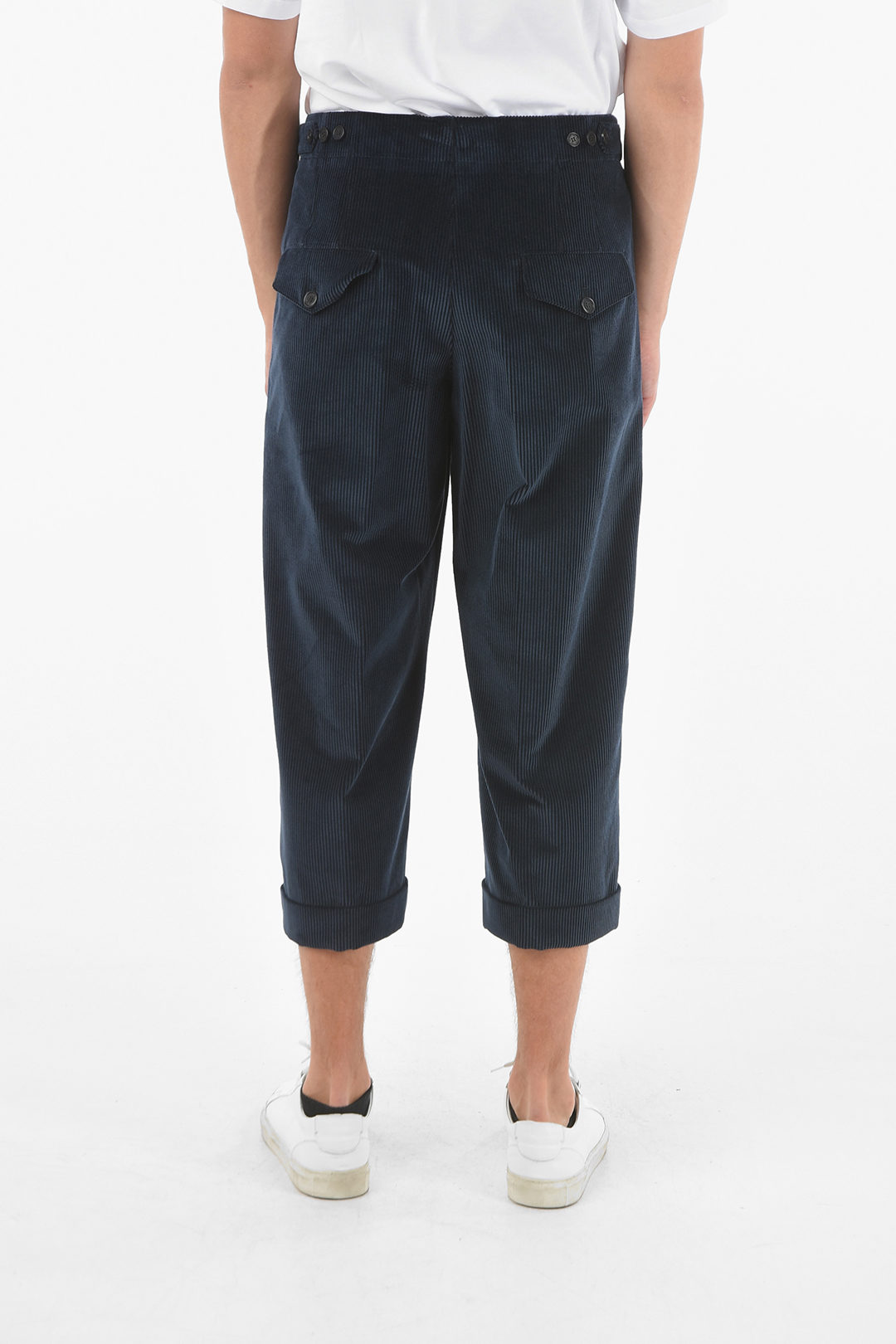 Neil Barrett Ribbed Velour Pants with Cuffed Ankles men - Glamood Outlet