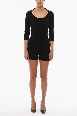 Black Long Sleeve Bodysuit Shorts