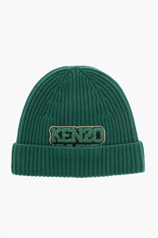 KENZO RIBBED WOOL BEANIE HAT 