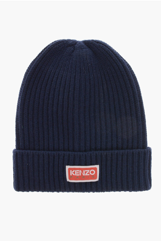 Shop Kenzo Ribbed Wool Beanie Hat