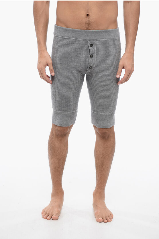 Shop Dolce & Gabbana Ribbed Wool Blend Long Boxer