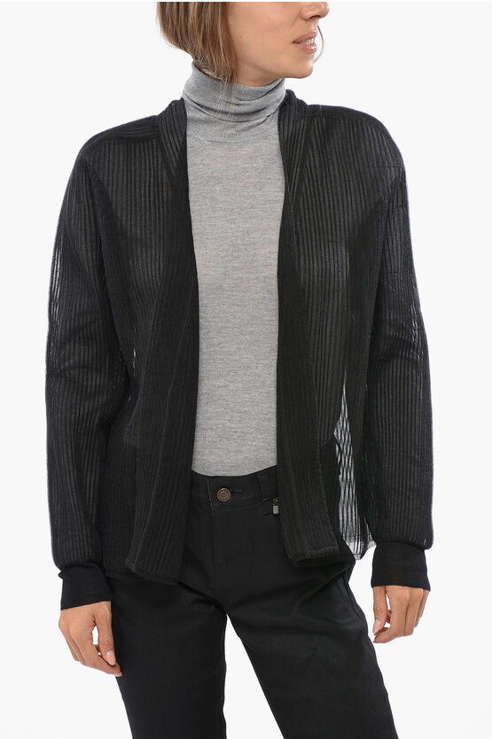 Alaïa Ribber Sheer Cardigan In Black