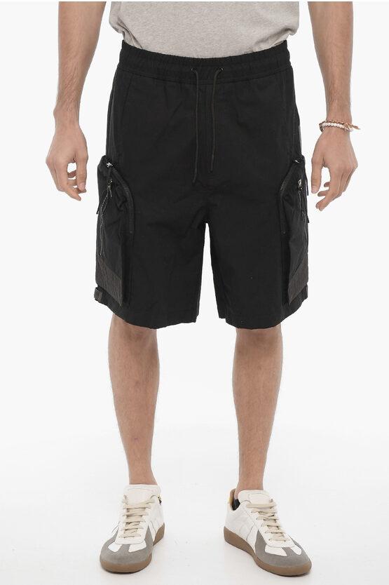 A-cold-wall* Rip Stop Check Cargo Shorts In Black