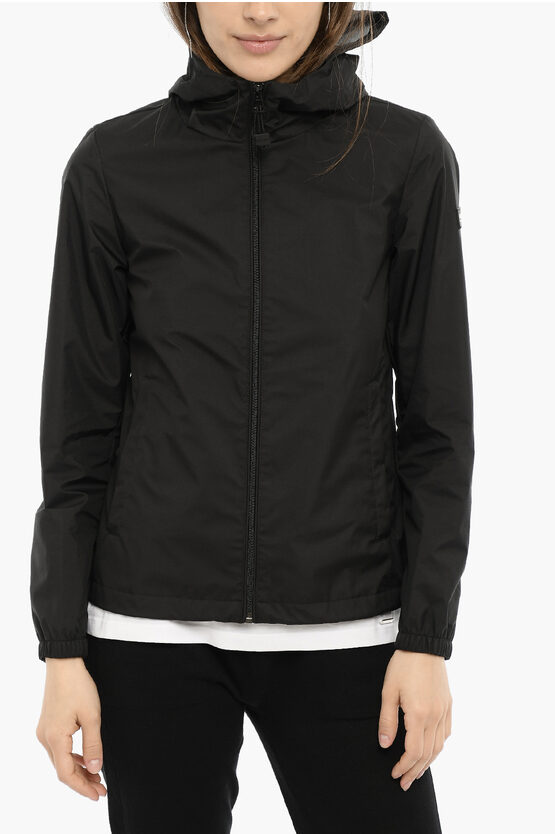 Woolrich Rip Stop Check Jacket With Hood In Black