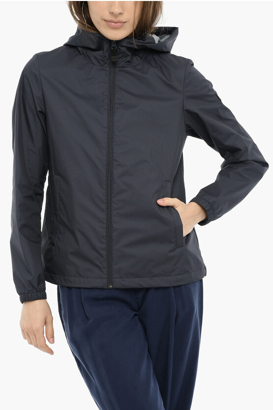 Woolrich Rip Stop Check Jacket With Hood In Metallic