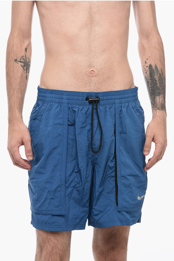 Shop Nike Rip-stop Check Swim Shorts With 3 Pockets