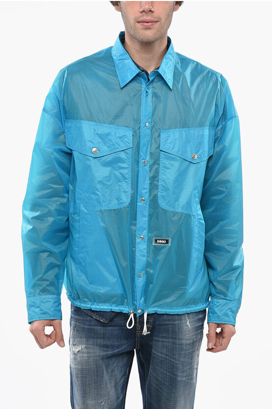 Dsquared2 Rip Stop Check Utility Jacket In Blue