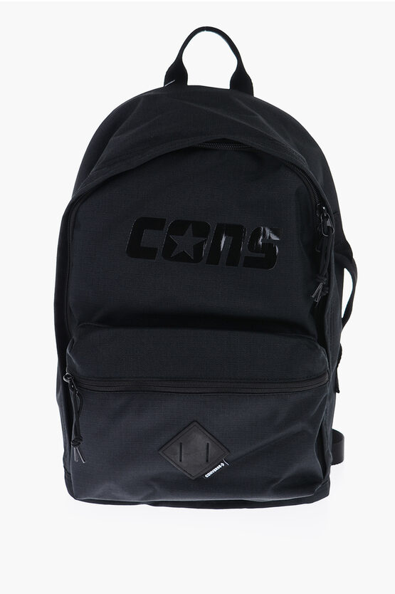 Converse Rip Stop Checked Motif Solid Color Cons Backpack In Black