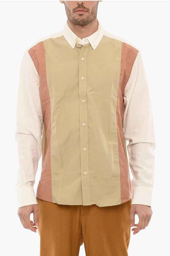 Forét Rip Stop Checked Shirt With Logoed-buttons In Neutral