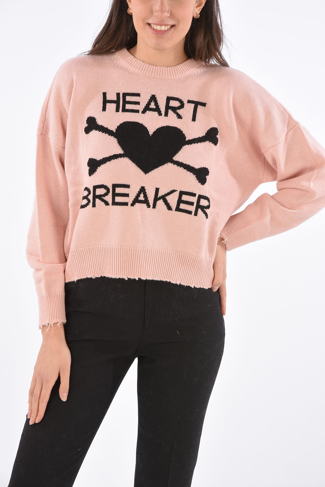 Kapitein Brie Ver weg Druif Red Valentino Ripped HEART BREAKER Sweater women - Glamood Outlet