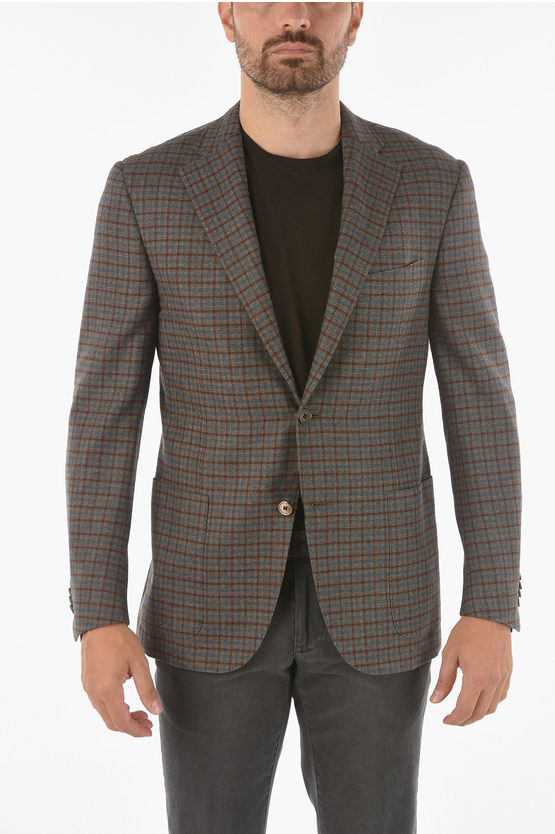 Corneliani Road To Excellence Tattersall Checkered Leader Soft Blazer W In Gray