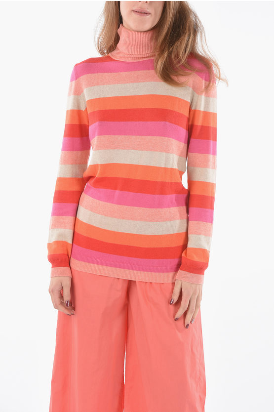 Woolrich Roman Striped Cotton And Cashmere Turtleneck Sweater In Multi