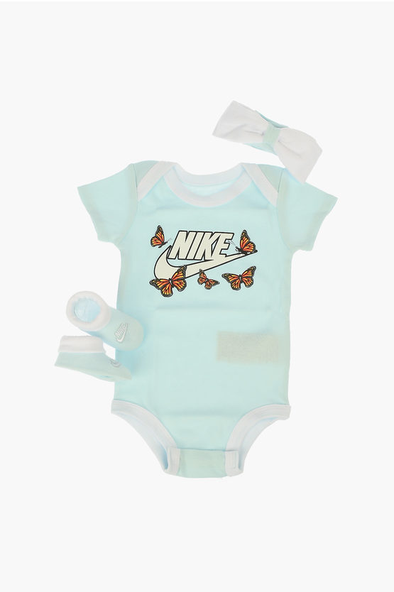 Nike Romper Suit Shoes And Papillon Set In Blue