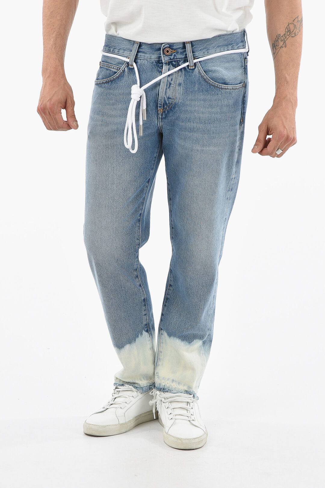 OffWhite Rope Belt BLEACH Cropped Fit Denims 18cm men Glamood Outlet