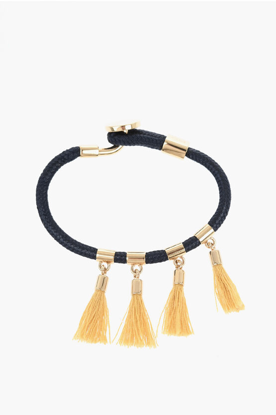 Chloé Rope Bracelet With Golden Metal Details And Tassels In Multi