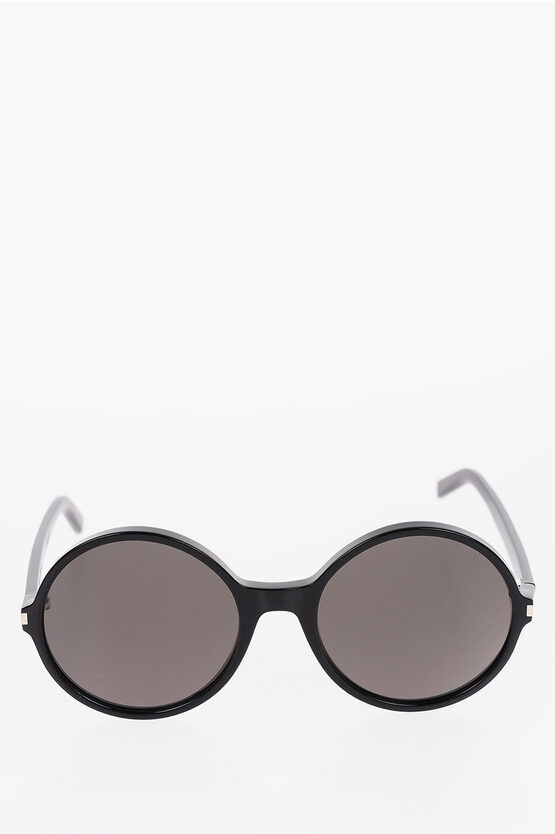 Saint Laurent Round Lenses Oversized Sunglasses In Black