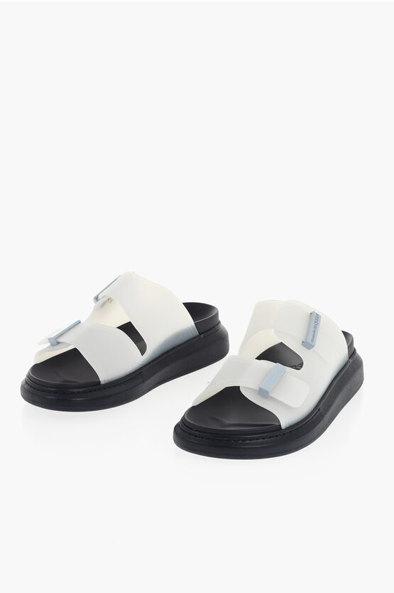 Alexander Mcqueen Rubber Birke Sliders With Double Buckle In White