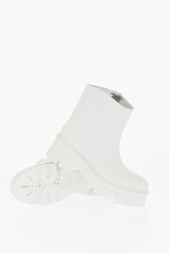 Chloé Rounded Toe Embossed Logo Fabric Detail Boots