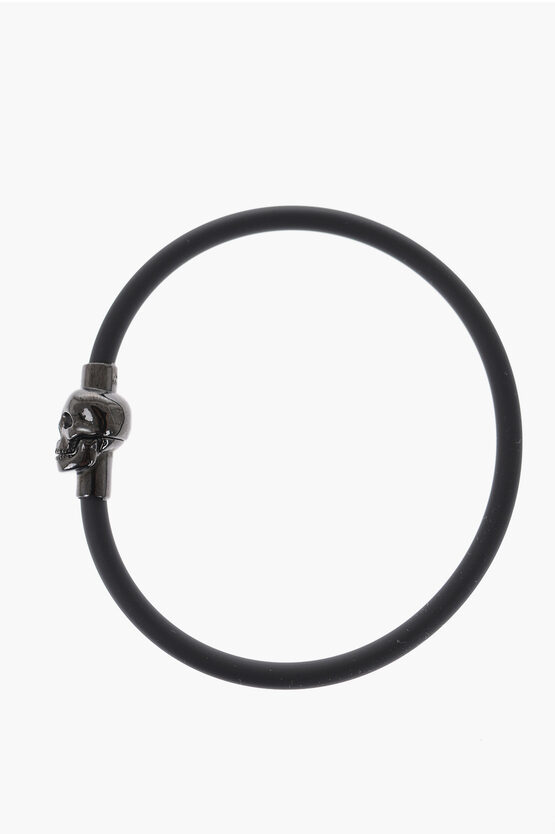 Alexander Mcqueen Rubber Bracelet With Magnetic Closure In Black