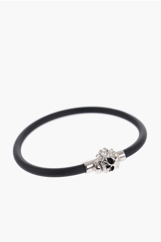 Shop Alexander Mcqueen Rubber Bracelet With Skull Magnetic Closure