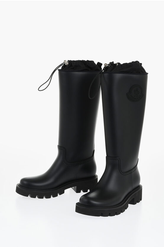 Moncler Rubber Kickstream Boots With Drawstring In Black
