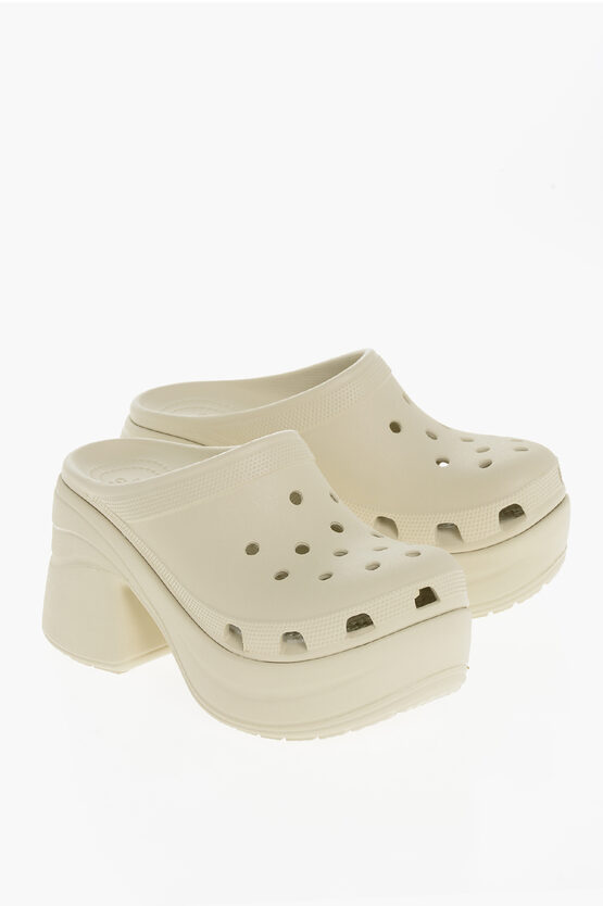 Crocs Rubber Sandals With Cut-out Details And Heel 10cm In White