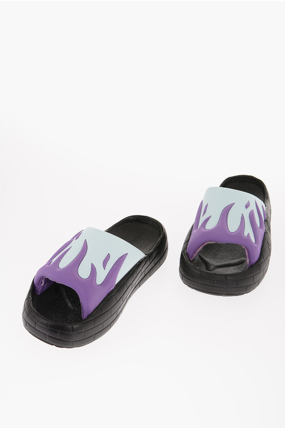 Acupuncture Rubber Sliders With Flame Motif In Purple