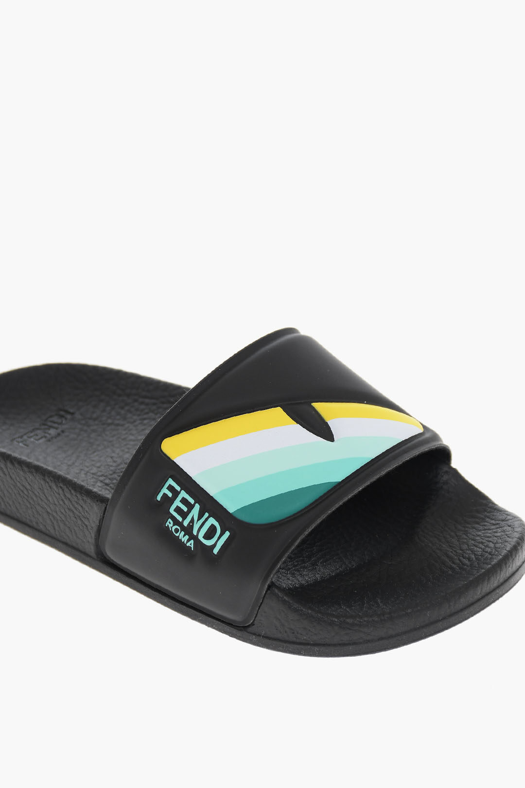 Fendi black rubber discount slides