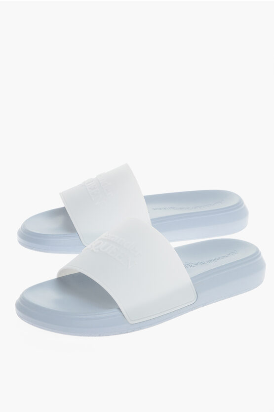 Shop Alexander Mcqueen Rubber Slippers With Embossed Logo