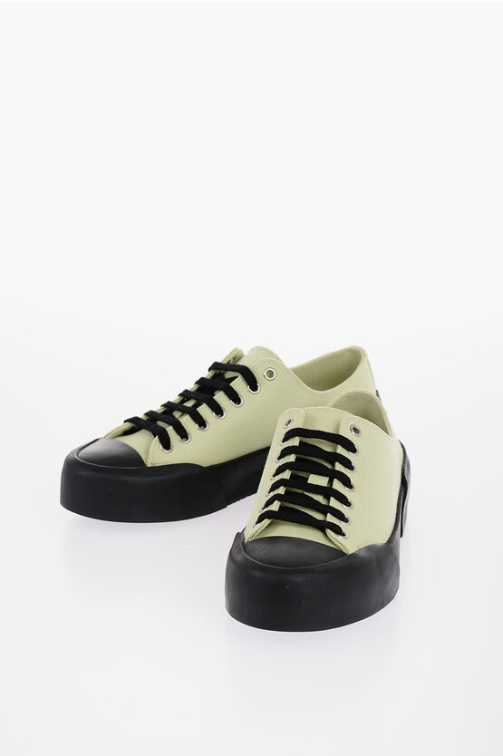 Shop Jil Sander Rubber Sole Jungle Canvas Lace-up Sneakers