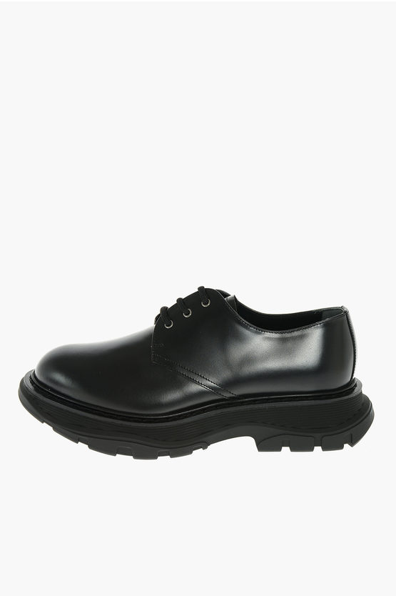 Alexander McQueen Rubber Sole Lace up Leather Derby Shoes men