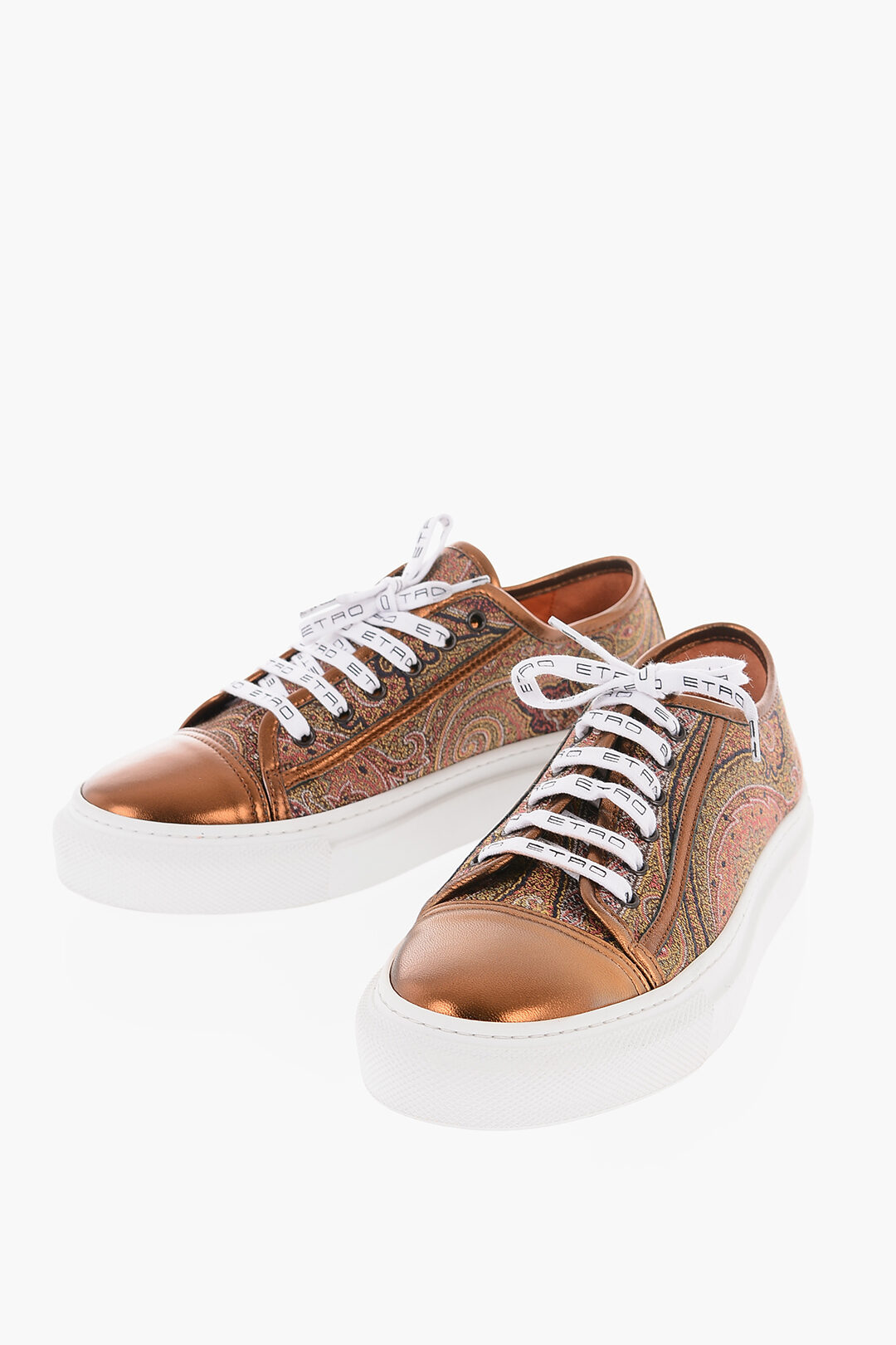 Etro Rubber Sole Lamè Leather and Paisley Fabric Sneakers