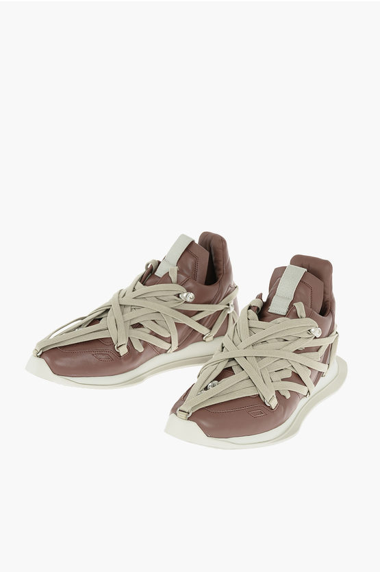 Rick Owens Rubber Sole MEGALACED RUNNER Leather Sneakers men