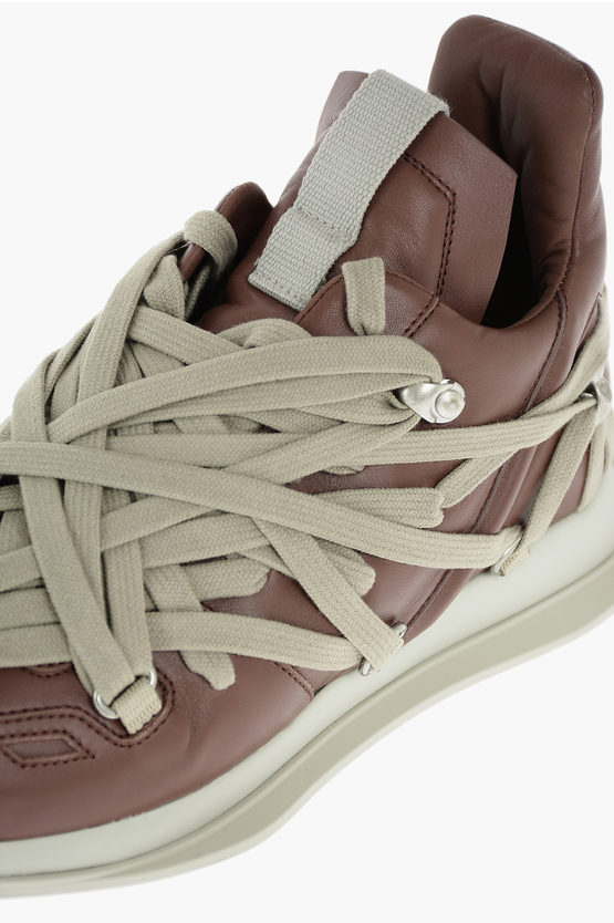 Rick Owens Rubber Sole MEGALACED RUNNER Leather Sneakers men