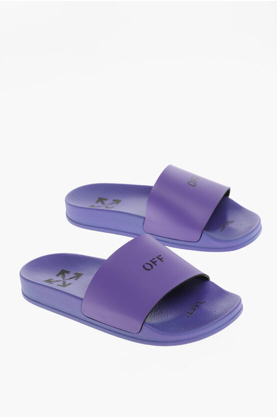 Off-white Rubber Stamp Slides In Purple
