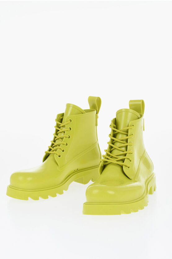 Bottega Veneta Rubber Stride Combat Boots In Green
