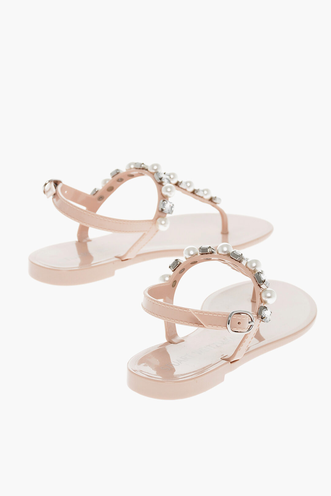 Rubber Thong GOLDIE Sandals with Pearl and Crystal Applications