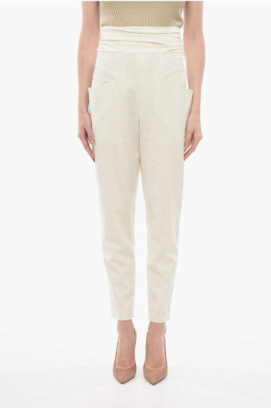 Isabel Marant Ruched High-waisted Stoda Pants In White