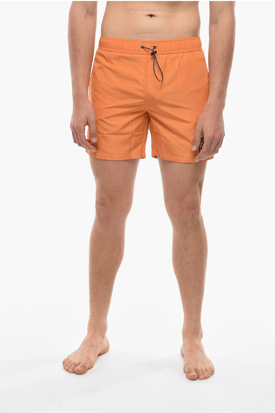 Karl Lagerfeld Rue St-guillame Solid Colour Swim Shorts With 3 Pockets In Orange