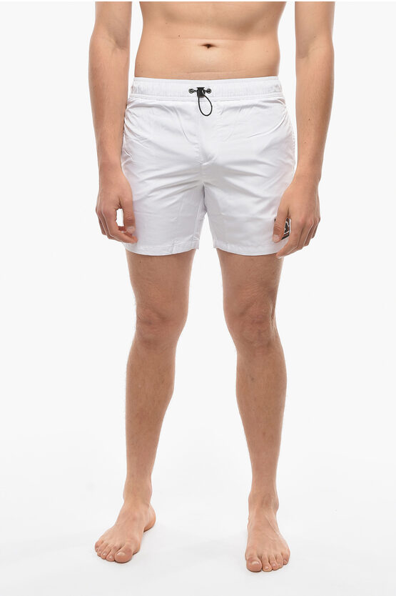 Karl Lagerfeld Rue St-guillaume Solid Color Basic Swim Shorts With 3 Pocket In White