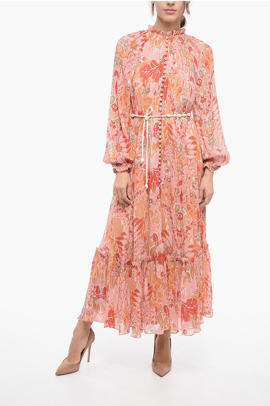 Shop Zimmermann Ruffled Maxi Dress With Shell Belt