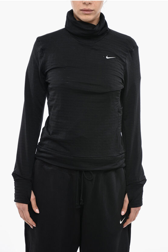 Nike Running Turtleneck Jumper In Black