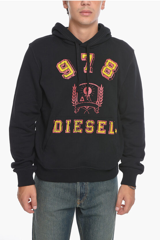 Diesel S-ginn Hoodie Sweatshirt With Logo Print In Black