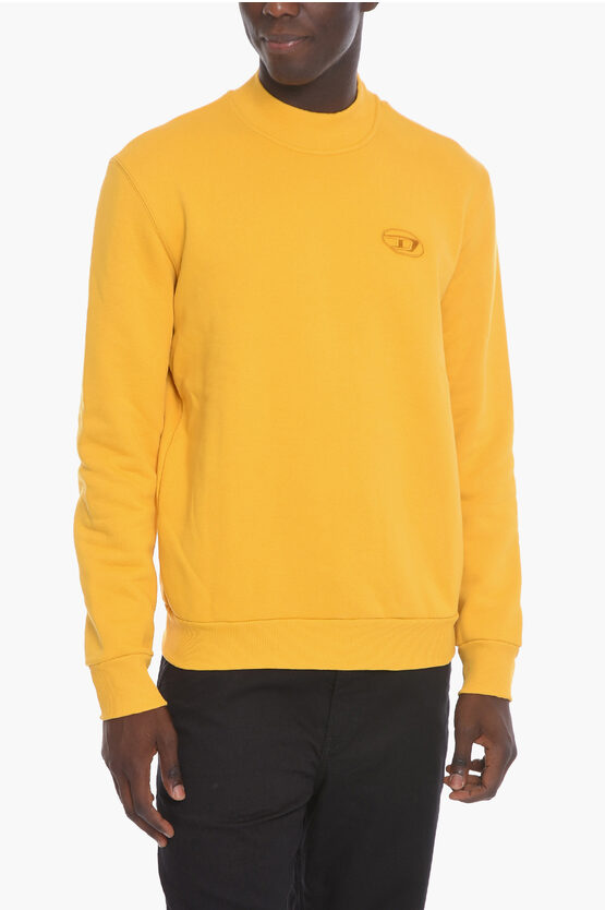 Diesel S-noris Sweatshirt With Ton-sur-ton Embroidered Logo In Yellow
