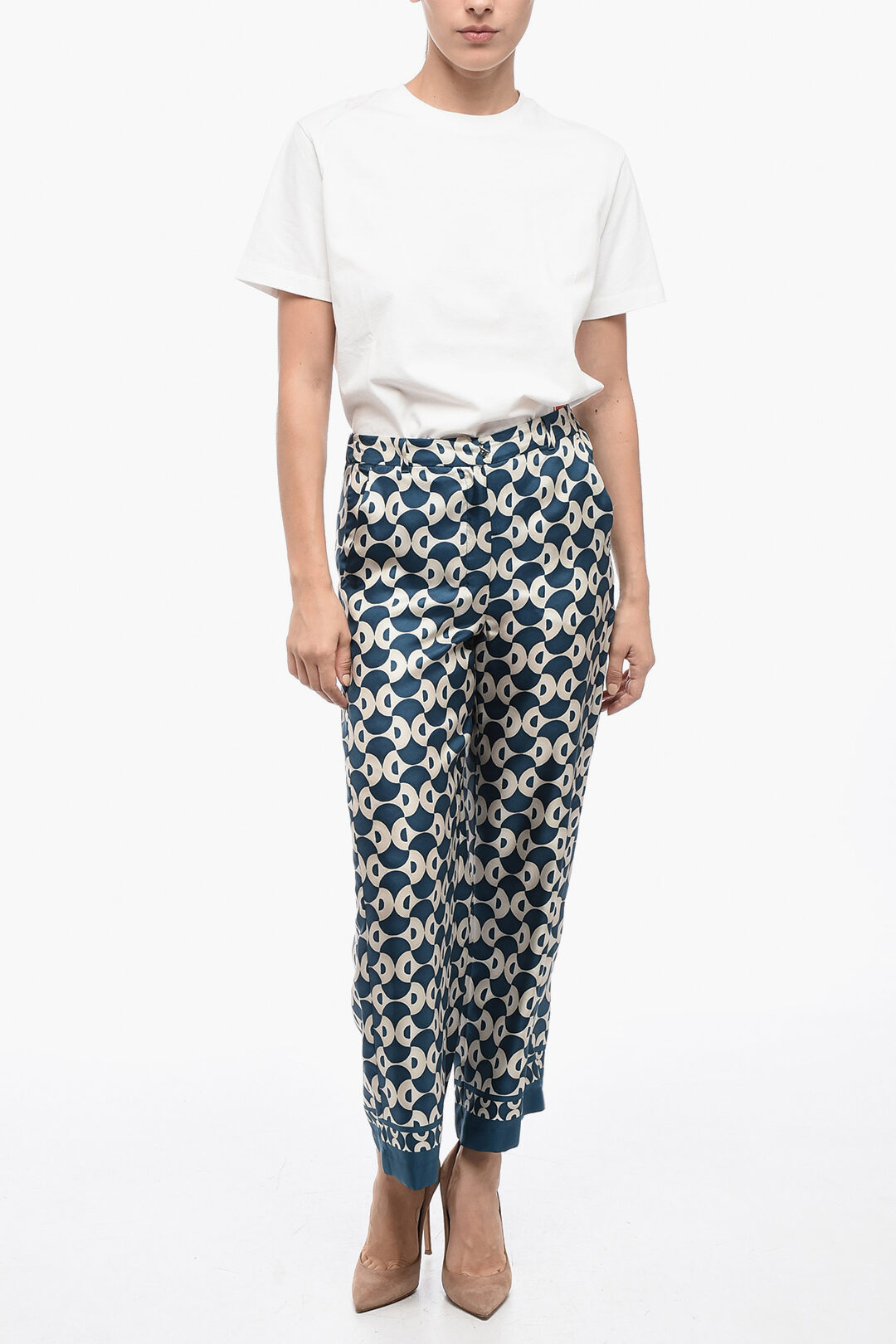 Max Mara S Silk TIMEP Pants with Geometric Pattern women