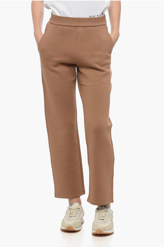 Shop Max Mara S Stretch Cotton Joggers With Embroidered Logo