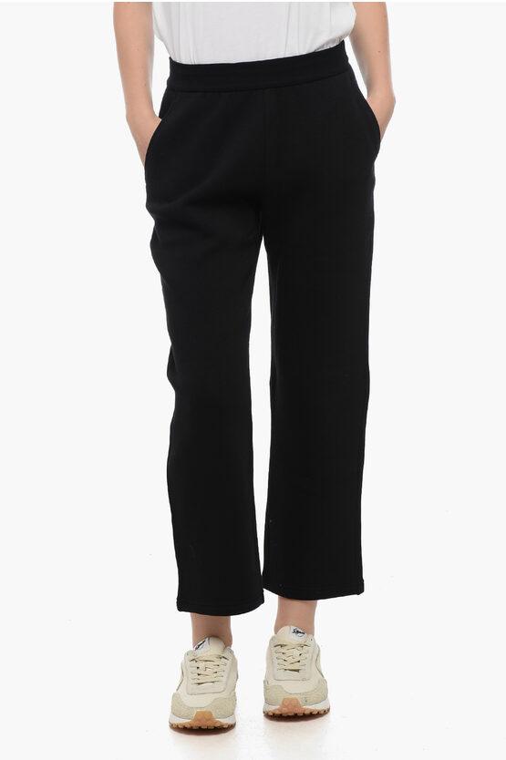 Shop Max Mara S Stretch Cotton Joggers With Embroidered Logo