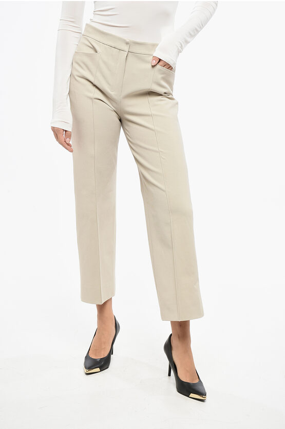 Max Mara S Twill Cotton Blend Zemira Chinos Pants Grösse 42 In Neutral